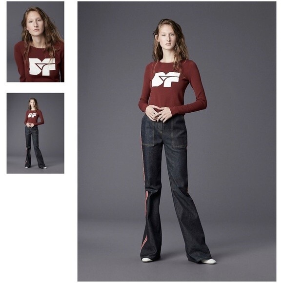Diane von furstenberg DVF crew neck logo long sleeve pullover Size small - Picture 1 of 8